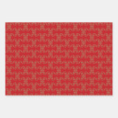 Kerstgoud rood zwart wit wit patroon inpakpapier vel (Voorkant)