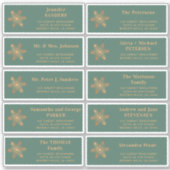 Kerstgoud sneeuwvlok groene adresetiketten sticker (Voorkant)