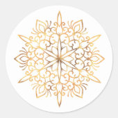 Kerstgoud sneeuwvlokstickers ronde sticker (Voorkant)