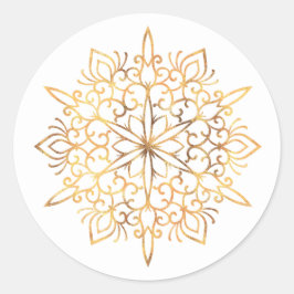 Kerstgoud sneeuwvlokstickers ronde sticker