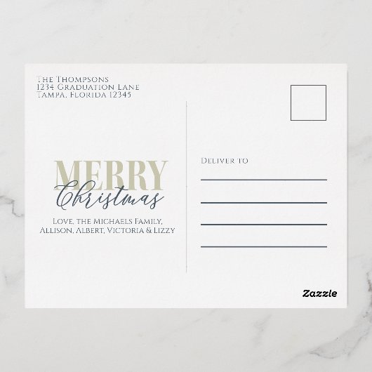 Kerstgoud Snowflakes Elegant Winter Gray Folie Feestdagen Briefkaart (Achterkant)