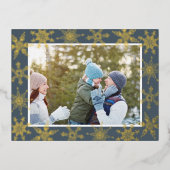 Kerstgoud Snowflakes Elegant Winter Gray Folie Feestdagen Briefkaart (Voorkant)
