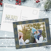 Kerstgoud Snowflakes Elegant Winter Gray Folie Feestdagen Briefkaart