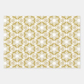Kerstgoud Snowflakes Luxury Pattern Yellow Inpakpapier Vel (Voorkant 2)