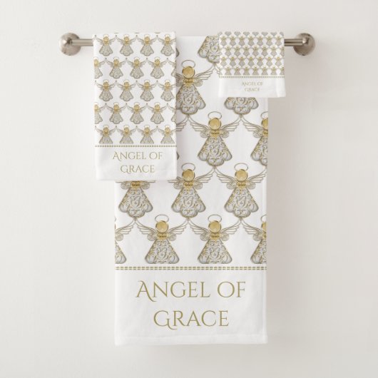 Kerstgoud/witte Filigree Angel of Grace Bad Handdoek (Insitu)