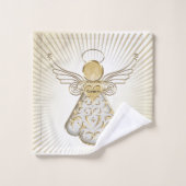 Kerstgoud/witte Filigree Angel of Grace Bath  Bad Handdoek (Wasdoekje)