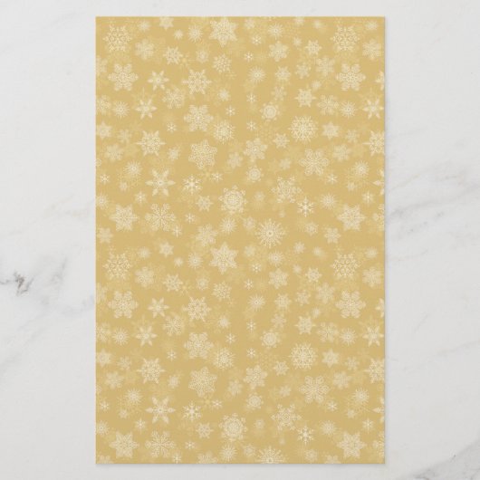 Kerstgoud, witte sneeuwvlokken briefpapier (Voorkant)
