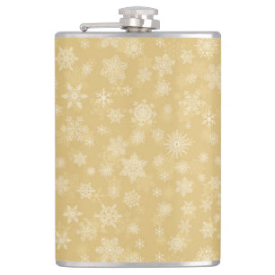 Kerstgoud, witte sneeuwvlokken heupfles
