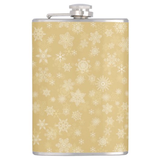 Kerstgoud, witte sneeuwvlokken heupfles (Voorkant)