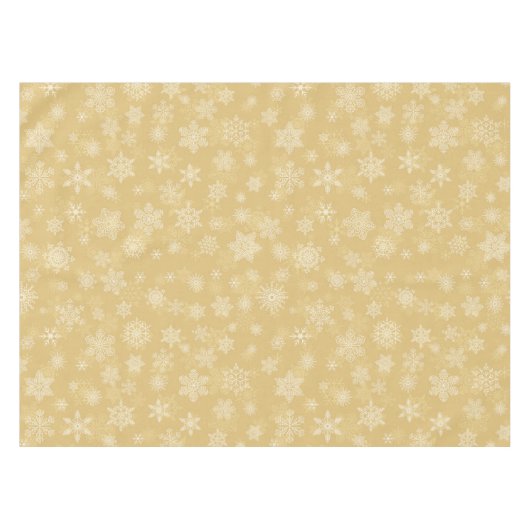 Kerstgoud, witte sneeuwvlokken tafelkleed (Voorkant (Horizontaal))