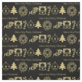 Kerstgoud/zwarte feestdag - Iconisch patroon Stof