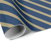 kerstgoudblauw-schuine strepen patroon cadeaupapier (Rol Hoek)