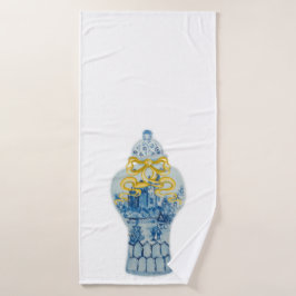 Kerstgoudblauw witte gember handdoekset bad handdoek