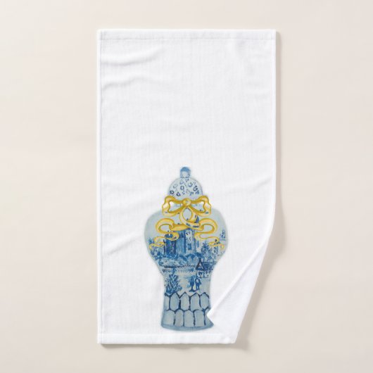 Kerstgoudblauw witte gember handdoekset bad handdoek (Handdoek)