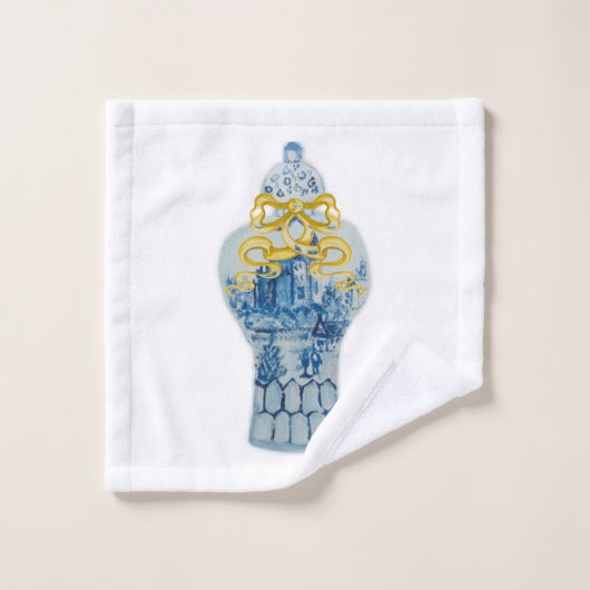 Kerstgoudblauw witte gember handdoekset bad handdoek (Wasdoekje)