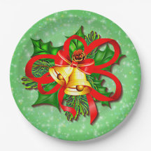 Kerstgoudblazen Groen Holly Red 9 inch