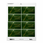 Kerstgoudboom met glitter-achtergrond etiket (Full Sheet)