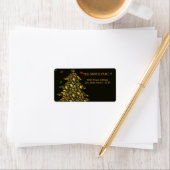 Kerstgoudboom met zwart achtergrondlabel etiket (Insitu)