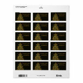 Kerstgoudboom met zwart achtergrondlabel etiket (Full Sheet)