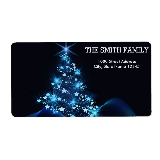 Kerstgoudboom met zwarte achtergrond etiket (Voorkant)