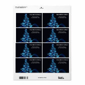 Kerstgoudboom met zwarte achtergrond etiket (Full Sheet)