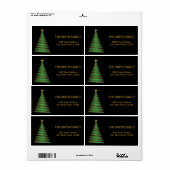 Kerstgoudboom met zwarte achtergrond etiket (Full Sheet)