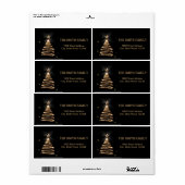 Kerstgoudboom met zwarte achtergrond etiket (Full Sheet)
