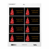 Kerstgoudboom met zwarte achtergrond etiket (Full Sheet)