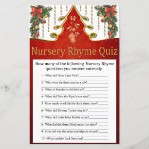 Kerstgoudboomzuriery Rhyme Quiz baby shower