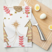 Kerstgouden bomen keukenhanddoeken (Quarter Fold)