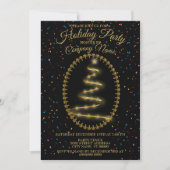 Kerstgouden boom kleurrijke glitter Black Kaart (Voorkant)