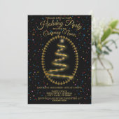 Kerstgouden boom kleurrijke glitter Black Kaart (Staand voorkant)
