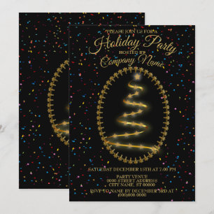 Kerstgouden boom kleurrijke glitter Black Kaart