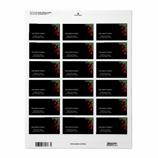 Kerstgouden Boom met Zwarte Achtergrond Etiket (Full Sheet)