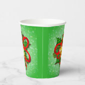Kerstgouden cellen Green Holly Red Ribbon Papieren Bekers (Rechts)