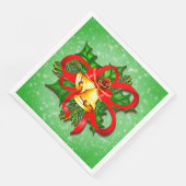 Kerstgouden cellen Green Holly Red Ribbon Servet (Hoek)