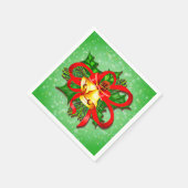 Kerstgouden cellen Green Holly Red Ribbon Servet (Hoek)