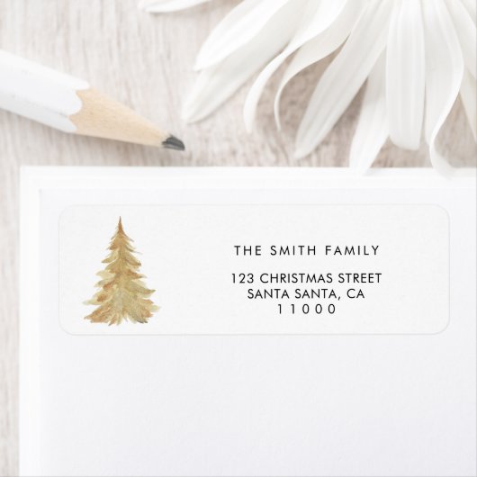 kerstgouden denboom Terug Adres Envelle Etiket (Insitu)