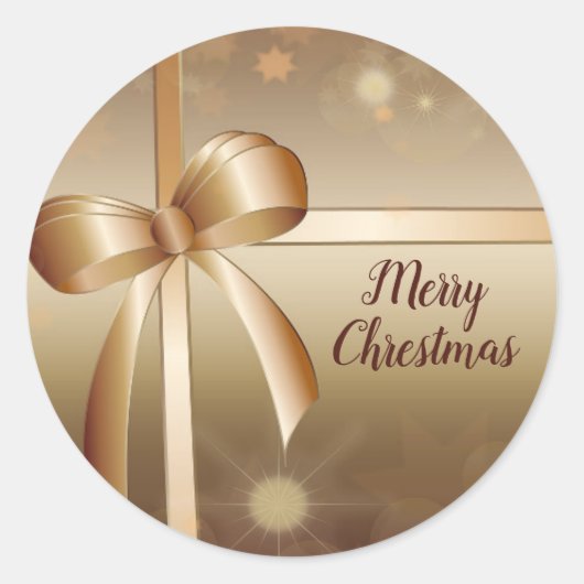Kerstgouden elegante stijlvolle kerstronde ronde sticker (Voorkant)