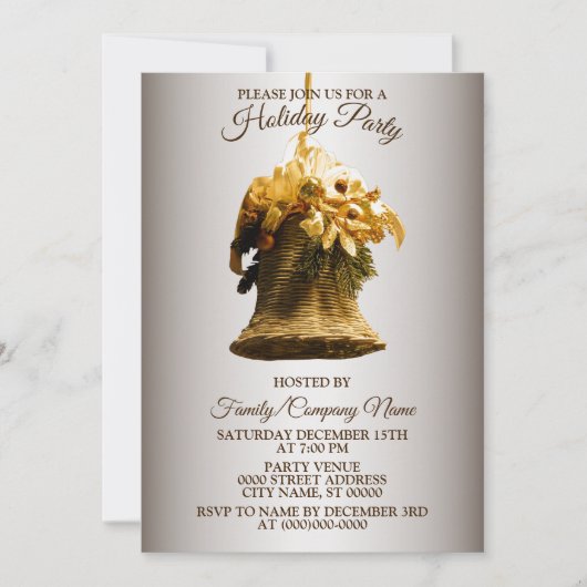 kerstgouden Feestdagen met bladerbloem Kaart (Voorkant)