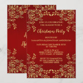 Kerstgouden Feestdagen met rode bladeren Kaart (Voorkant / Achterkant)