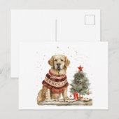 kerstgouden herriever Dog Briefkaart (Voorkant / Achterkant)