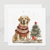 kerstgouden herriever Dog Feestdagenkaart (Voorkant / Achterkant)