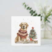 kerstgouden herriever Dog Feestdagenkaart (Staand voorkant)