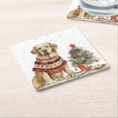 kerstgouden herriever Dog Kartonnen Onderzetters (Schuin)