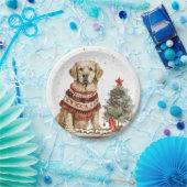 kerstgouden herriever Dog Papieren Bordje (Feest)