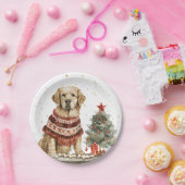 kerstgouden herriever Dog Papieren Bordje (Feest)