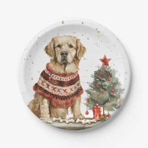 kerstgouden herriever Dog Papieren Bordje
