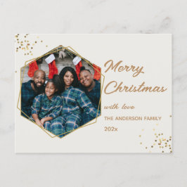 Kerstgouden Hexagon Foto Briefkaart