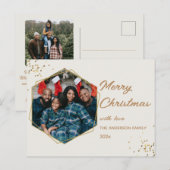 Kerstgouden Hexagon Foto Briefkaart (Voorkant / Achterkant)